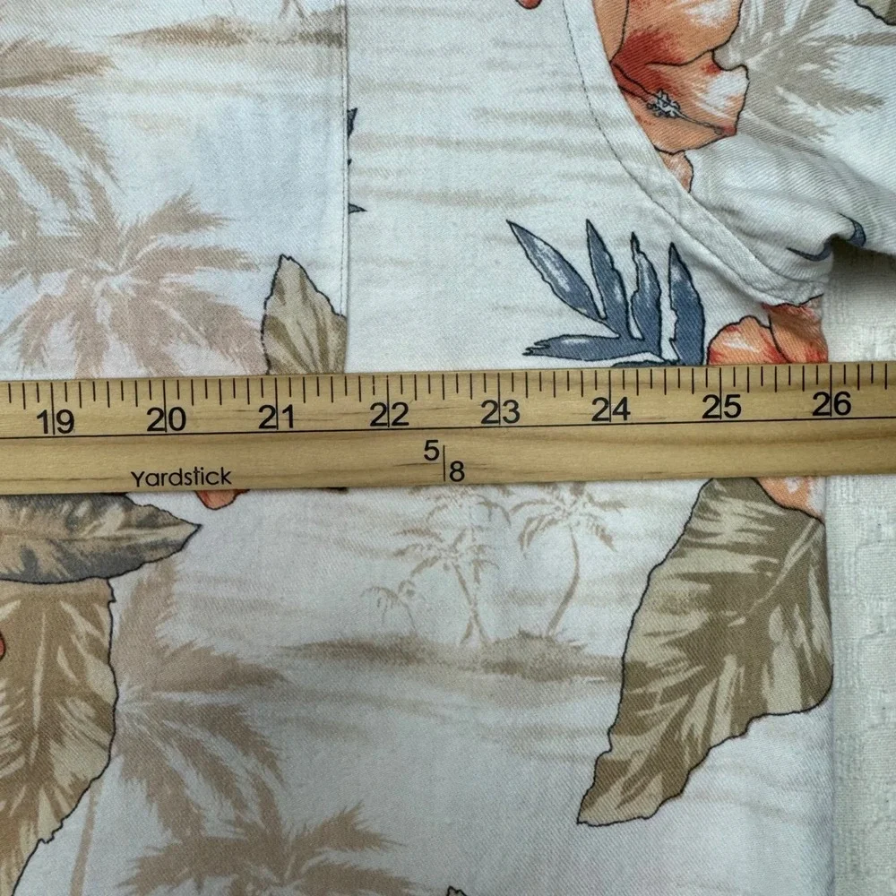 Summa Floral Tropical Aloha Loop Collar Button Front Shirt Mens XL Cream Tan